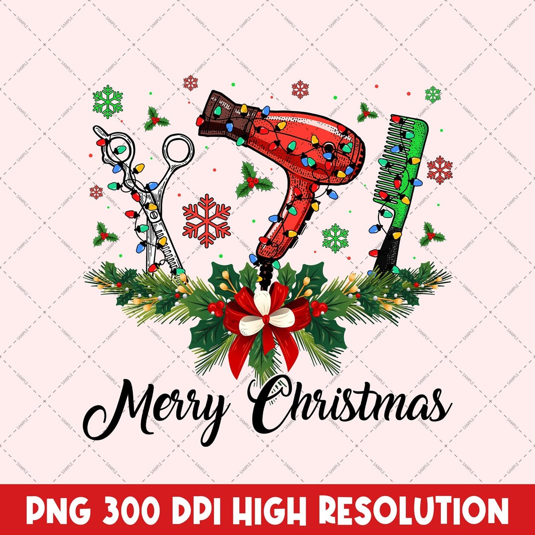 Merry Christmas Hairstylist PNG, Hairstylist Christmas Digital Download, Hair Tools Christmas