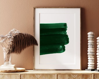 Abstract, Emerald Brushstrokes, Watercolor, Mid Century, Green, Boho, Mindful Art, Modern Wall Art, Minimalist Decor, Printable Digital