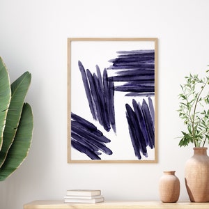 Abstract Print, Royal Blue Watercolor, Mid Century, Blue, Boho, Mindful Art, Modern Wall Art, Minimalist Decor, Printable Digita