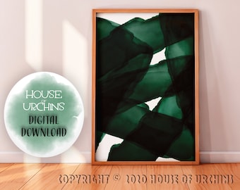 Abstract Print, Emerald Watercolor, Mid Century, Green, Boho, Mindful Art, Modern Wall Art, Minimalist Decor, Printable Digital Art