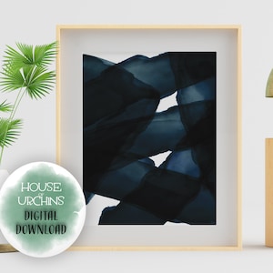 Abstract Print, Teal Watercolor, Mid Century, Blue, Boho, Mindful Art, Modern Wall Art, Minimalist Decor, Printable Digital
