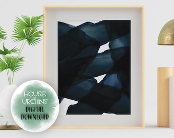 Abstract Print, Teal Watercolor, Mid Century, Blue, Boho, Mindful Art, Modern Wall Art, Minimalist Decor, Printable Digital