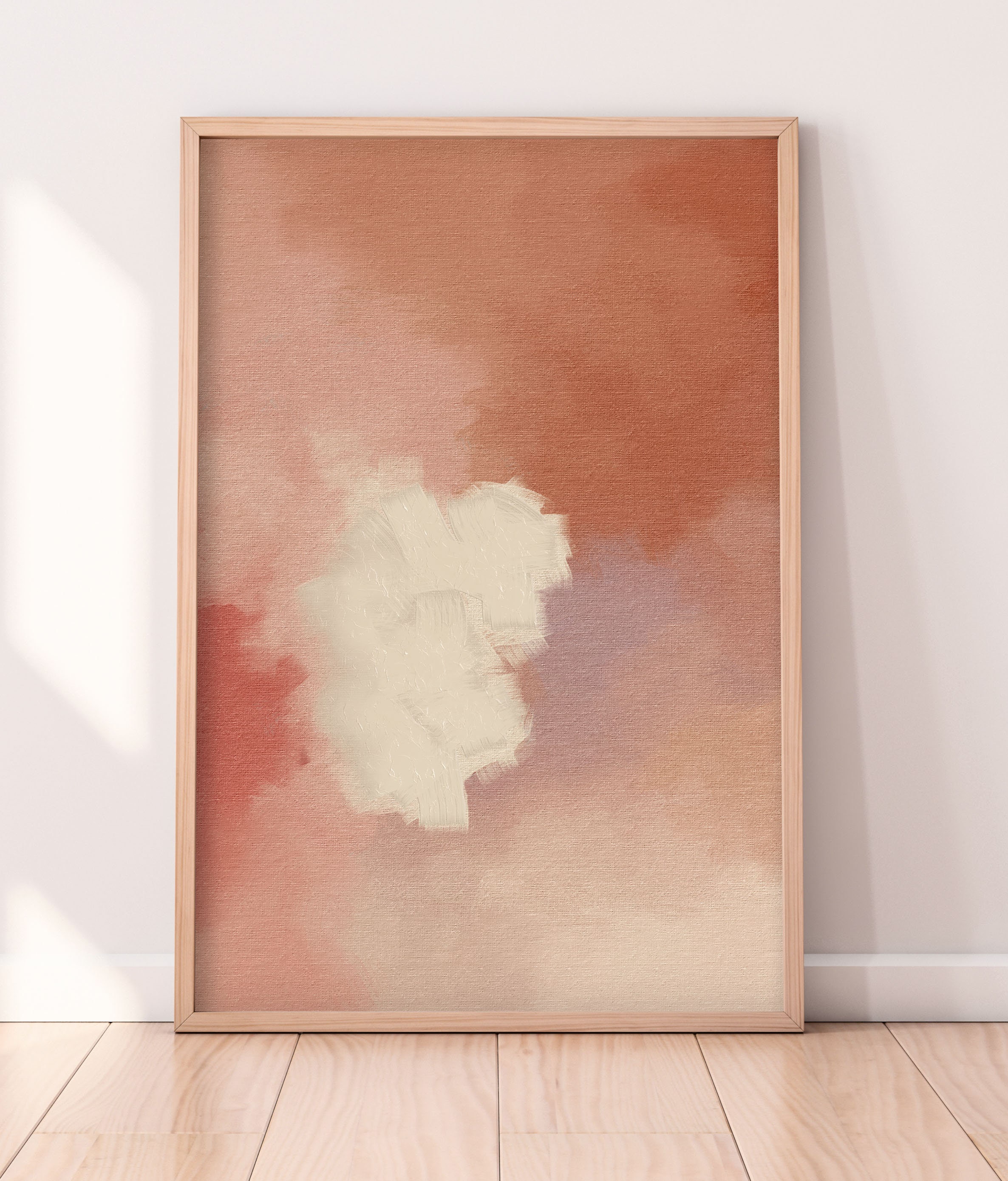 Tableau Abstrait Minimaliste - Impression Sur Toile Encadrée - Rouille Et Beige - Art Mural