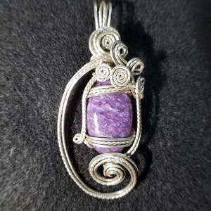 Russian Charoite sterling silver wire wrapped pendant