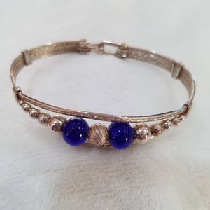 Wire-Wrapped Sterling Silver Bracelet with Beads