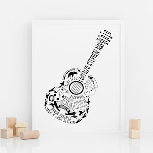 Framed Guitar Art, Personalized Baby Gift, Music Decor, Unique Baby Gift, Baby Gift, Kid Art, Baby Boy Art, Baby Girl Art, Music Art, Guitar