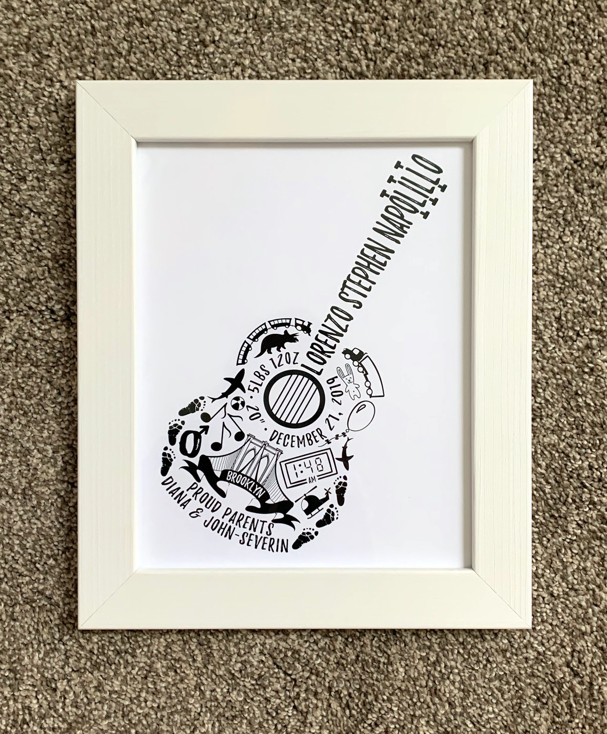 Guitar Art Personalized Baby Gift Music Decor Unique Baby