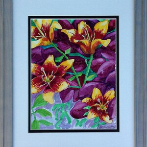 Lilies with Smoke Tree