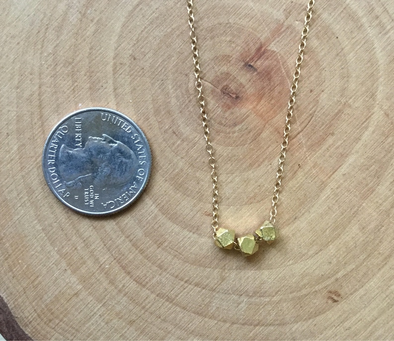 14k gold nugget pendant necklace minimalist dainty gold necklace layering jewelry simplicity gift for her adjustable Geometric bead