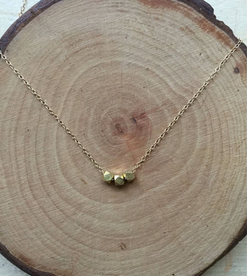 14k gold nugget pendant necklace minimalist dainty gold necklace layering jewelry simplicity gift for her adjustable Geometric bead