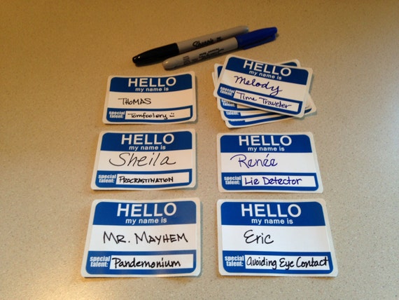 humorous printable party name tags blue avery layout etsy