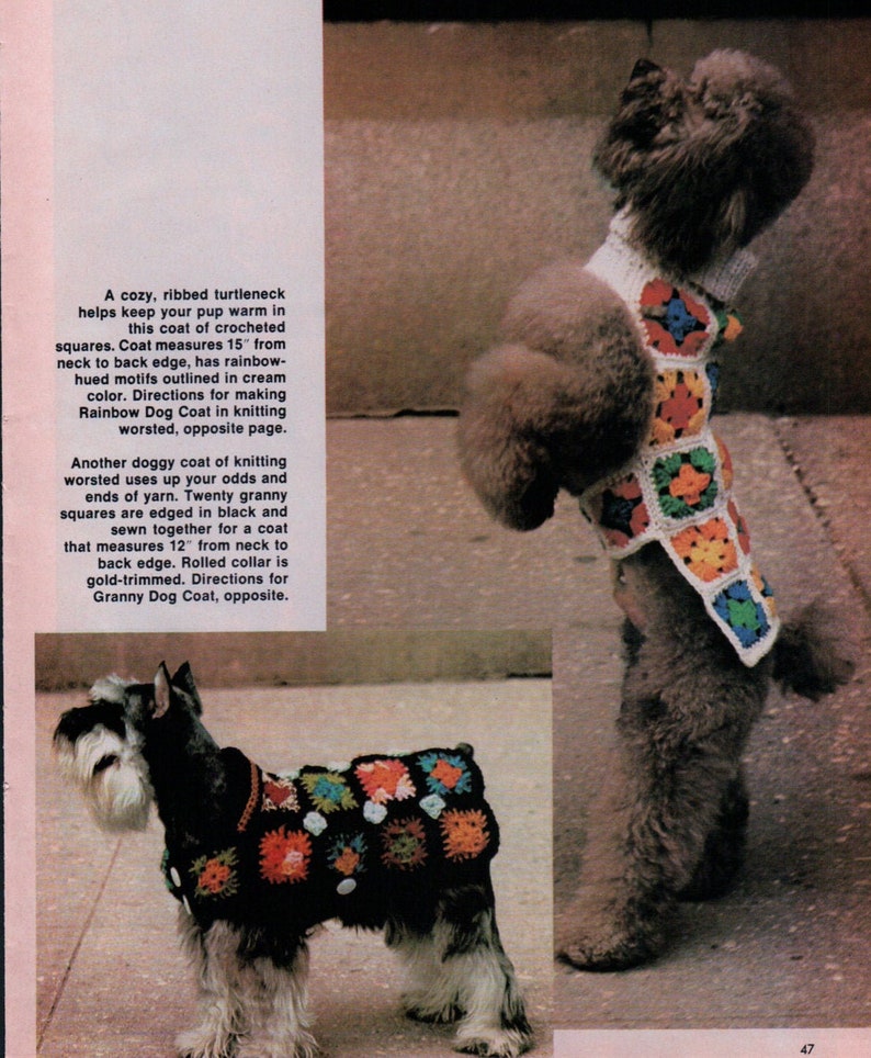 2 Vintage Crochet PDF Patterns Granny Square Dog Coats Etsy