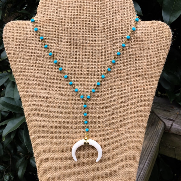 Turquoise Rosary + Open Tusk