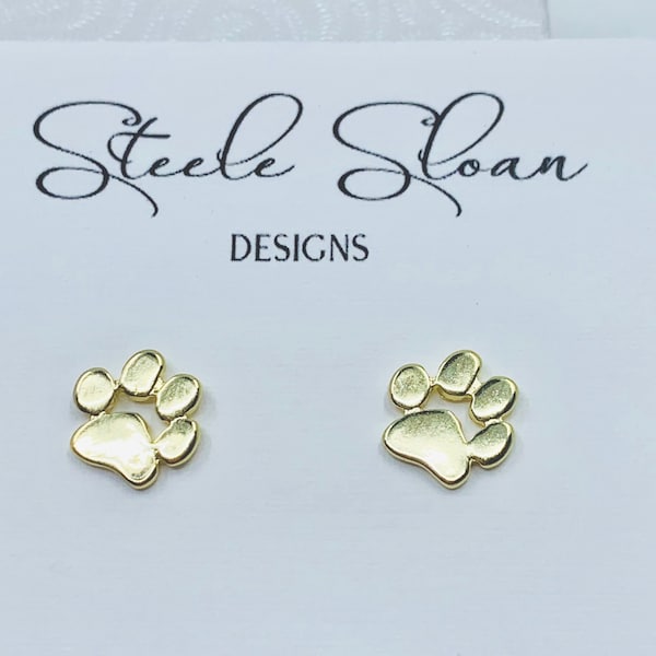 Adorable Tiger Paw Earrings - Clemson Tigers, Cute Earrings, Clemson Gift, Gold Stud Earrings, Hypoallergenic Non-Tarnish Stainless Steel