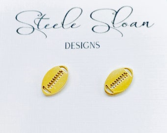 Football Gold Stud Earrings, Football Gift, Football Mom, Cheerleader Gift, Gold Stud Earrings, Hypoallergenic Stainless Steel