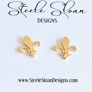 Fleur De Lis Gold Stud Earrings New Orleans Saints Stud Earrings Stainless Steel Hypoallergenic Earrings