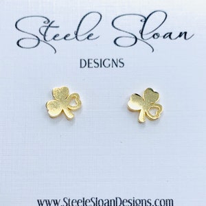 3-Leaf Shamrock Stud Earrings great for Notre Dame Fans! Fighting Irish, Clover Earrings, Hypoallergenic, Notre Dame Gift idea