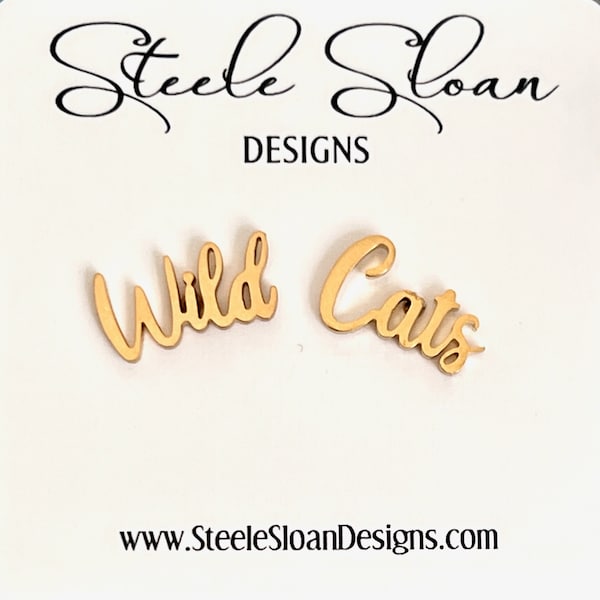 Cute Wild Cat Earrings, Wildcat Football, Gift for Wildcat Fan, Kentucky Wildcats, Gold Stud Hypoallergenic Earring, Kentucky Game Day,