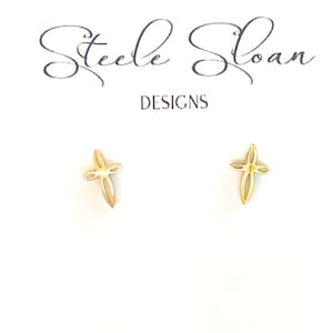 Sweet Cross Earrings - Small Cross Earrings, Cute Earrings, Stud Earrings, Hypoallergenic