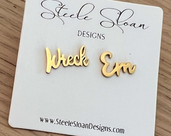 Wreck Em Texas Tech Red Raiders Hypoallergenic Gold Stud Earrings Texas Tech Gameday Texas Tech Bound Go Red Raiders