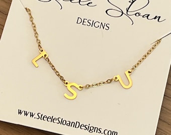 Louisiana State University Gift LSU Charm Necklace Gold LSU Necklace Layer Necklace perfect for Geaux Tiger Fans Tarnish Resistant