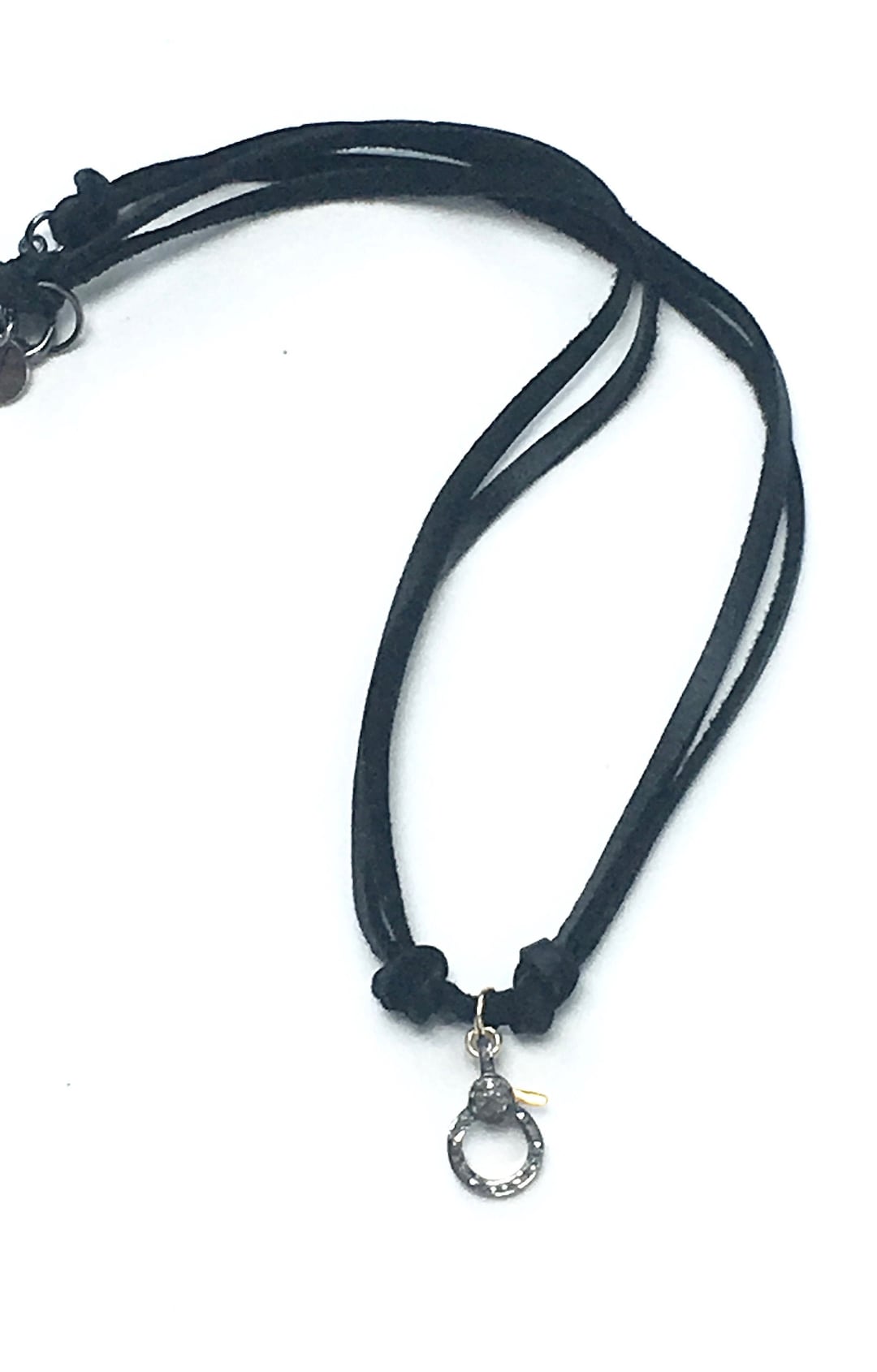 Leather Necklace With Pave Diamond Clasp Leather Necklace Etsy