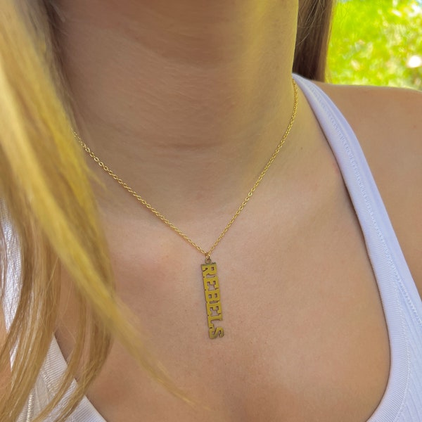 Ole Miss Rebels Simple Gold Layer Necklace, Ole Miss GameDay, Ole Miss Gift, Officially Licensed, 14K gold filled chain