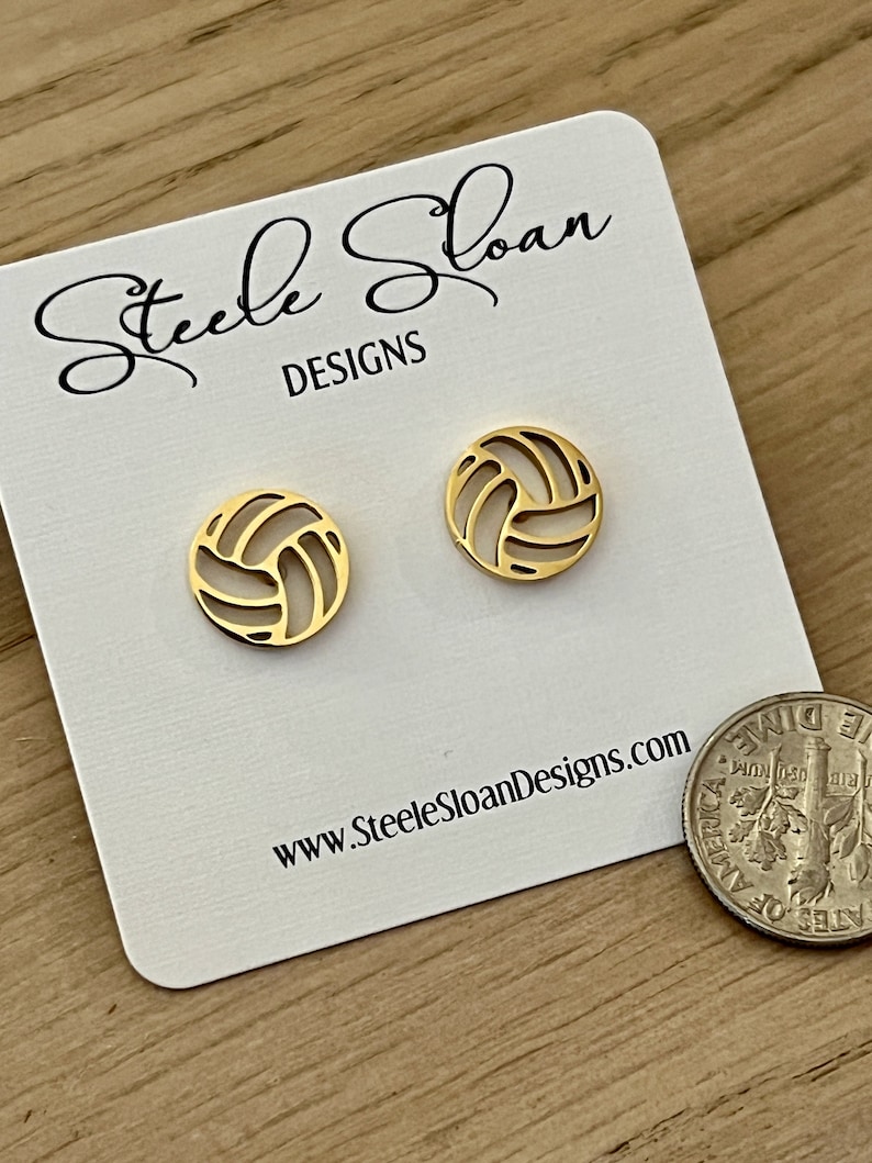 Volleyball Gold Stud Earrings Volleyball Gift Volleyball Etsy