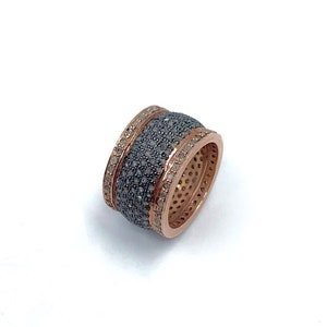 HUGE SALE! Rose Gold Ring, Pave Diamond Cigar Ring, Statement Ring, Rose Gold Jewelry - Free Shipping!