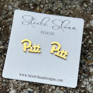 PITT Panthers Pitt Gift for Panthers Fan Pitt Earrings University of Pittsburgh Football Hypoallergenic Gold Stud Earrings