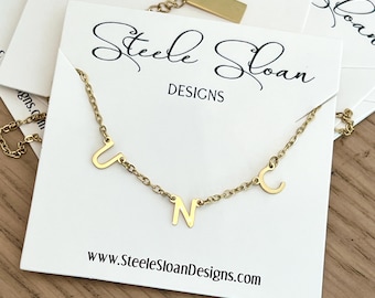 UNC Charm Necklace UNC Gift for Tar Heels Gold Necklace Go Heels North Carolina TarHeels Necklace Officially Licensed