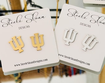 IU Hoosiers Earrings: Gold Studs, Hypoallergenic Stainless Steel