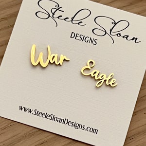 WAR EAGLE! ADORABLE Auburn Gift - War Eagle, Auburn Earrings, Auburn Football, Hypoallergenic Gold Stud Earrings, Gift for Auburn Fan