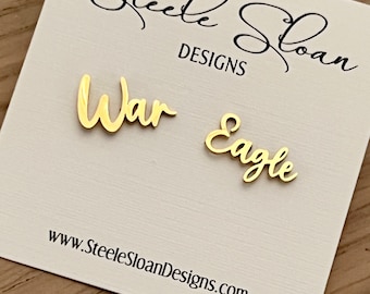 WAR EAGLE ADORABLE Auburn Gift for Auburn Fan War Eagle Earrings Auburn Football Hypoallergenic Gold Stud Earrings
