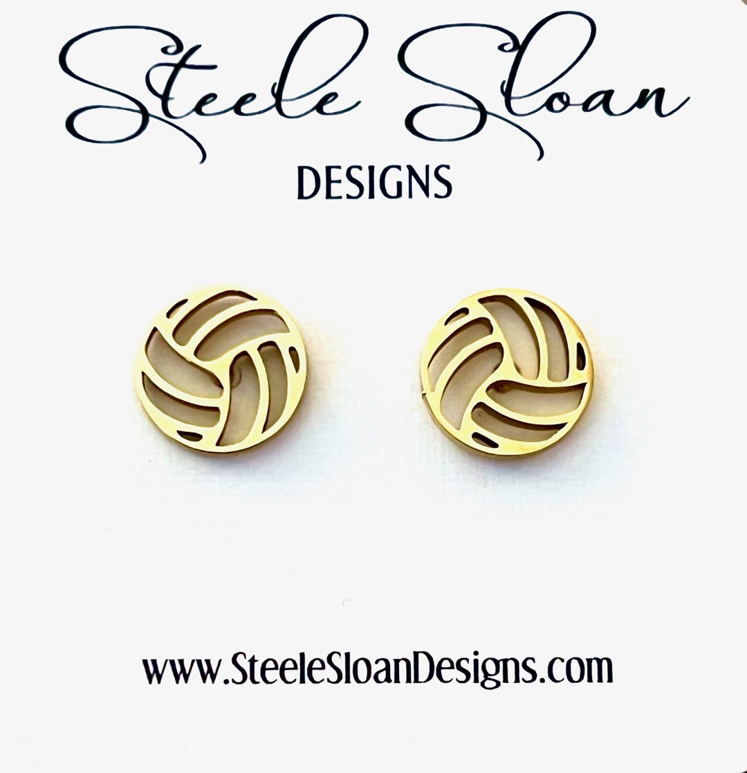 Volleyball Gold Stud Earrings, Volleyball Gift, Volleyball Coach Gift, Volleyball Team Gift