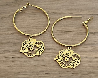 UNC Rameses Hoop Earrings-Gold Hoop Cute Rameses GameDay Earrings Lightweight Hoops, Perfect for Gameday UNC Gift Stainless Steel