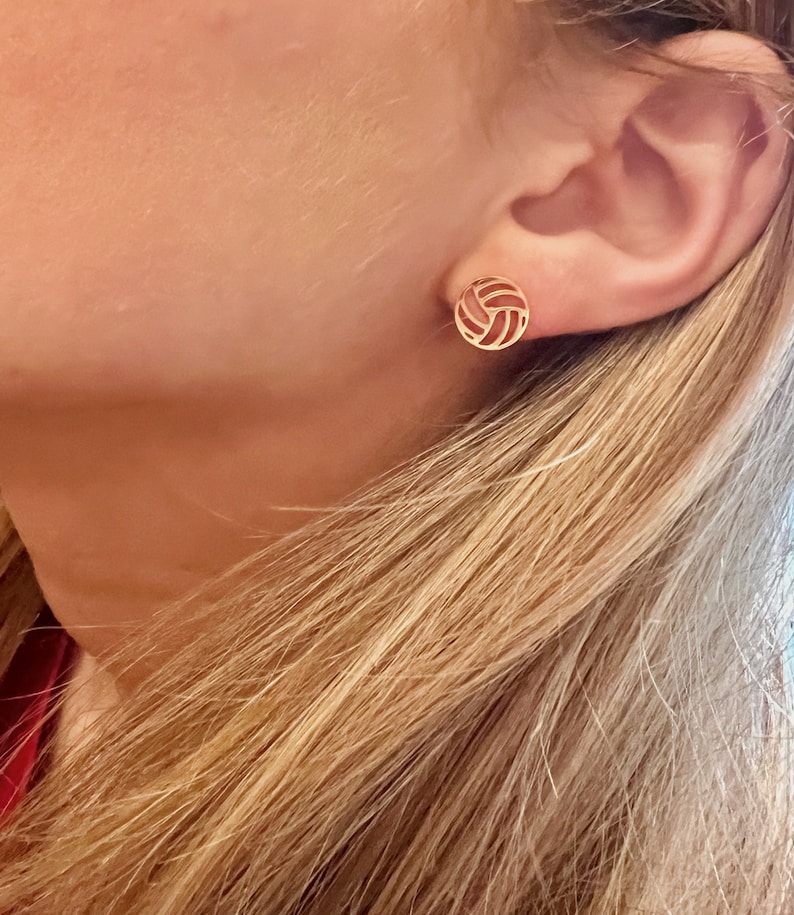 Volleyball Gold Stud Earrings Volleyball Gift Volleyball Etsy