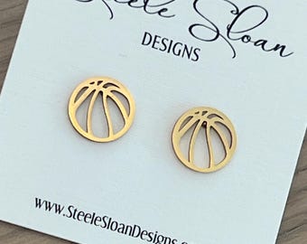 Basketball Gold Stud Earrings, Basketball Gift, Basketball Coach Gift, Basketball Team Gift, Gold Stud Earrings, Hypoallergenic