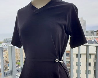 Black T-shirt Fitted Waist Eyelet Industrial Snap Hooks