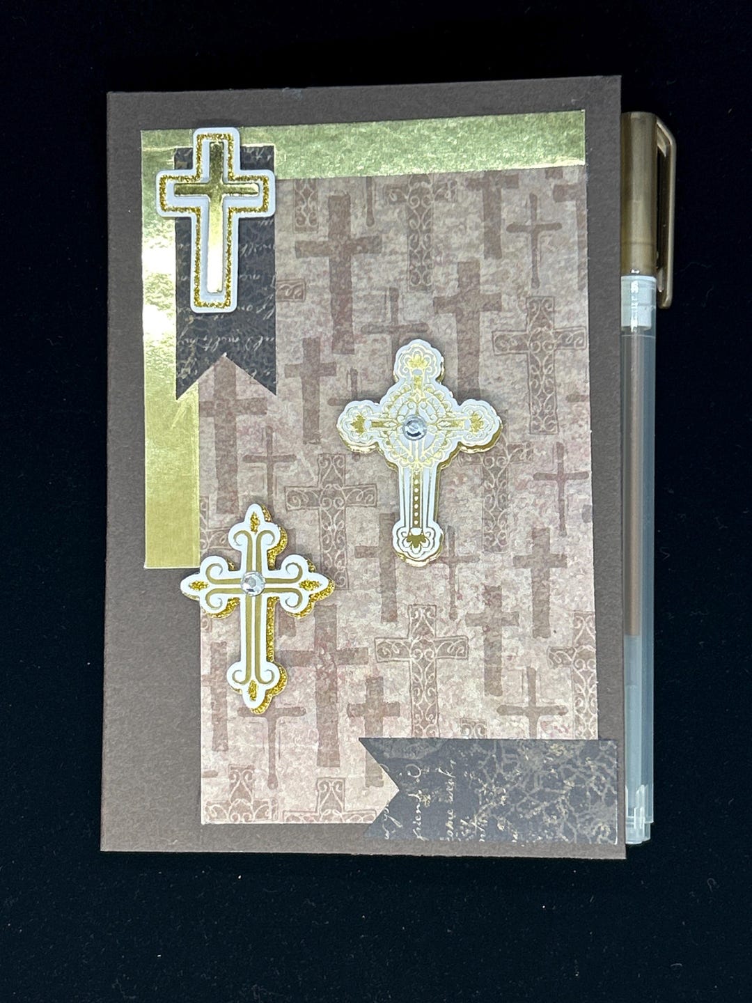Brown and Gold Sticky Notes Notepad Holder ( 4x6 ) A Pocket and Pen. - Etsy