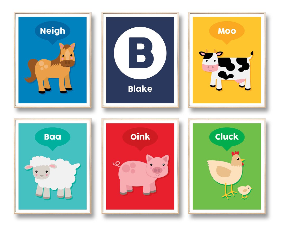 Farm Animal Printable Name Art Digital Prints Farmyard Sheep Cow Pig ...