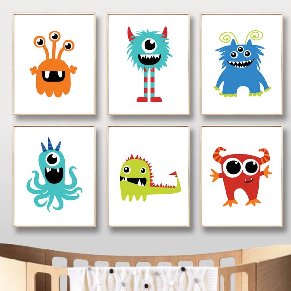 Monster Nursery Art, Cute Monster Nursery Printables, Downloadable Printable Poster, Digital Print Wall Art Baby Boy Girl / INSTANT DOWNLOAD