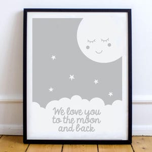 Nursery Print Moon Art, Digital Printable Star Wall Art Poster, Baby ...