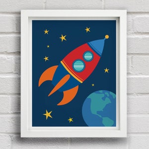 Rocket Printable Name Art Digital Prints Rockets Space Alien - Etsy