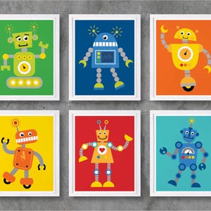 Robot Printable Art, Robots Digital Printables, Nursery Print Downloadable Digital Art Poster Print, Baby Boy Room Decor / INSTANT DOWNLOAD