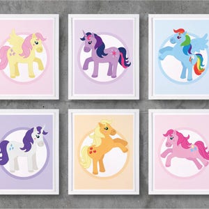 Pony Unicorn afdrukbare kunst, pony&#39;s eenhoorns digitale Printables, kwekerij afdrukken van downloadbare Art Poster Print, babymeisje / INSTANT DOWNLOAD