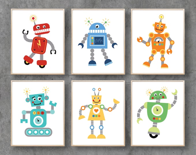 Robot Printable Art, Robots Digital Printables, Nursery Print ...