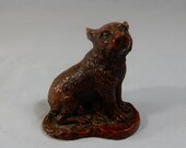Vintage hand crafted Japanese netsuke dog wolf resin unused c.mid 1900s rr