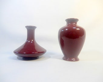 Vintage Chinese porcelain flambe sang de bouef vases set of 2 mid 20th Century discontinued