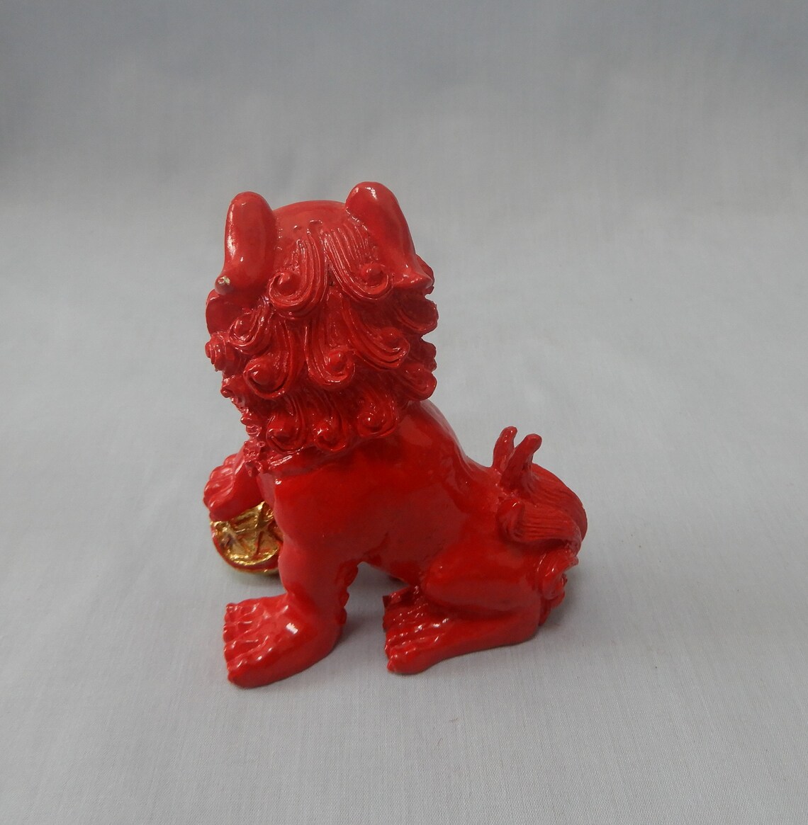 Vintage bronze foo dog with ball hand crafted painted circa Etsy